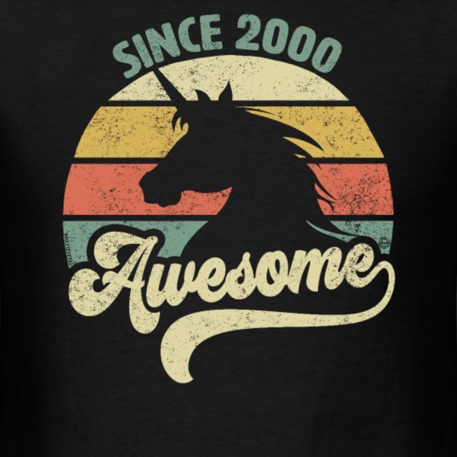 awesome since 2000 retro unicorn birthday gift shirts for men and women 1
