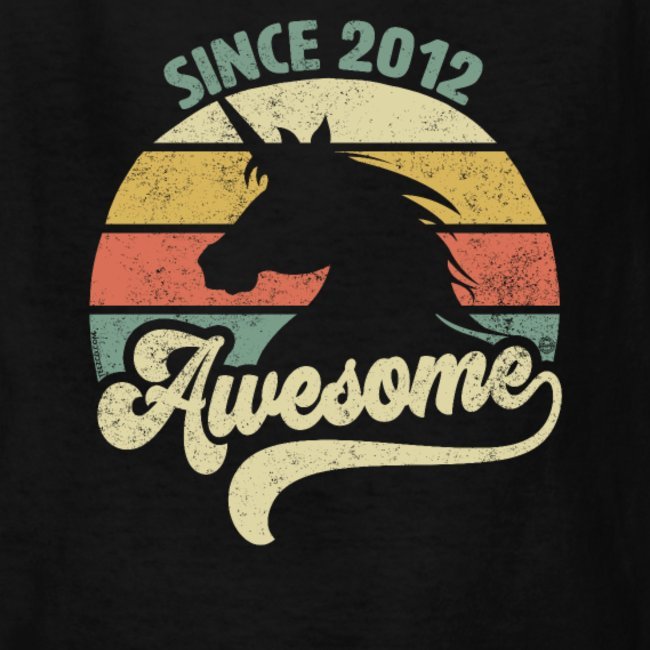 awesome since 2012 retro unicorn birthday gift shirts for men women youth and kids boys and girls 1