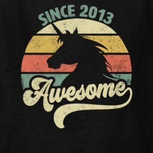 Awesome Since 2013 Retro Unicorn Birthday Gift Shirts for Men, Women, Youth and Kids (Boys & Girls)