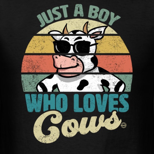 just a boy who loves cows retro style clothing for men boys youth and kids 3